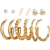 Jewels Galaxy Gold Plated Hoops Earrings Combo For Women/Girls (Style 5) (JG-PC-ERGS-8653)
