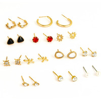 Fashion Frill Exclusive Heart Floral Multi Designer Gold Plated Stud Earrings For Women Girls Western Stylish Latest Fancy Earrings Set 24 Pair Of Earrings (Minimal)