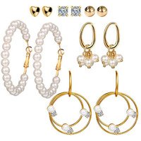 Jewels Galaxy Womens Fashion AAA AD Heart Round and Geometric Designs Stud Earrings Jewellery For Women & Girls (Design 16) (JG-PC-ERGN-192)