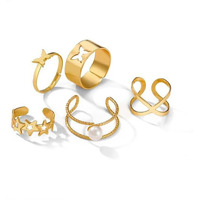 Jewels Galaxy Mesmerizing Vintage Gold Plated Stunning Rings For Women/Girls (Mixed Sizes) (Design 25)