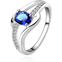 Jewels Galaxy Zircon Leaf Silver Plated Plushy Adjustable Ring for Women/Girls (Style 17) (SMNJG-RNGA-5180)