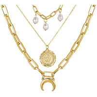 Shining Diva Fashion Latest Multilayer Western Neckpiece Neck Chain Necklace for Women and Girls, golden (12901np)