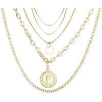Shining Diva Fashion Latest Stylish Multilayer Metal Chain Pendant Necklace for Women (Gold11)