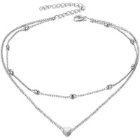 Shining Diva Fashion Latest Stylish Multilayer Metal Chain Pendant Necklace for Women (A12397np), Silver04