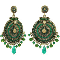 Nakabh Ethnic Gold Plated Oxidised Alloy Jhumki Earrings for Women Stylish (Design 05 (Green))