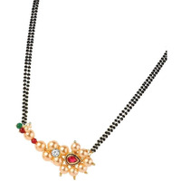 VAMA fashions Traditional Gold Plated black Beads Tanmaniya mangalsutra Pendant Necklace with Chain For Women. (mangalsutra for women)