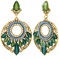 Nakabh Ethnic Gold Plated Oxidised Alloy Jhumki Earrings for Women Stylish (Design 06 (Blue))