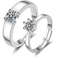 Fashion Frill Delicate Rings For Women Crystal Silver Plated Heart Design Adjustable Silver Ring Finger Couple Ring For Women Girls Men Boys Rings(Casual)