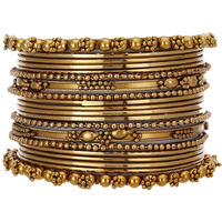KENNICE Set Of 20 Antique Look Oxidised Mehandi Toned Classic Textured Bangles Set For Women & Girls