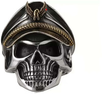 Fashion Frill Latest Mens Silver Ring For Boys Stainless Steel Captain Pirate Adjustable Silver Eagle Hat Pilot Skull Finger Ring For Men Boys Gift For Boyfriend Husband (Contemporary)