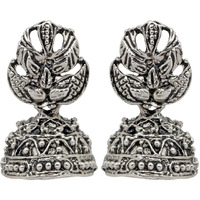 Mahi Leaf Tree Shape Silver Oxidized Traditional Small Dangle Jhumka Earrings for Women and Girls ER1109654R