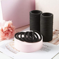 STROWBERRY Elastic Hair Ties For Girls | Soft Seamless Hair Rubber Bands | Ponytail Holders For Women | Strechable Bands | Cotton Hair Elastic Rubber Bands (Black, Pack of 50 Ps) - With Box