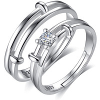 Fashion Frill Delicate Rings For Women Crystal Silver Plated Heart Design Adjustable Silver Ring Finger Couple Ring For Women Girls Men Boys Rings Wife Girlfriend Valentine (Old World)