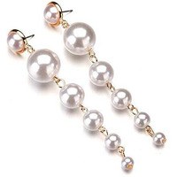 Best Valentine Gifts: Jewels Galaxy Scintillating Chunky Statement Pearl Drop Earrings For Women/Girls (CT-ERG-45061)