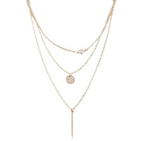 Shining Diva Fashion Latest Stylish Multilayer Metal Chain Pendant Necklace for Women (A6895np), Gold57