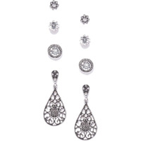 Jewels Galaxy Silver Plated Stud & Droplets Earrings Combo For Women/Girls (JG-PC-ERGS-133)