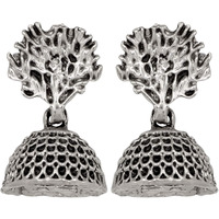Mahi Tree Shape Silver Oxidized Traditional Small Dangle Jhumka Earrings for Women and Girls ER1109648R