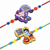 Riddhika Ventures Stylish Kids Rakhi (Set of 2) with Roli Chawal, Greeting Card and Scannable Spotify Song Link QR Code With Kids Rakhi (P16P17)