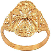 Handicraft Kottage Ethnic 18k Gold Plated Brass Oxidized Ring for Women, Girls and ladies (Gold) (Buty)