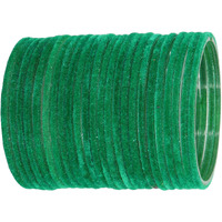 NMII Glass Velvet Bangles Set For Women and Girls | Plain Glass Bangles | Velvet Chudi | Simple Bangles For Women | Kaanch ki Chudi | Stylish Glass bangles- Set of 24, (Glass Velvet-Green-2.2)