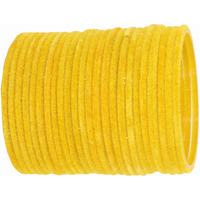 NMII Glass Velvet Bangles Set For Women and Girls | Plain Glass Bangles | Velvet Chudi | Simple Bangles For Women | Kaanch ki Chudi | Stylish Glass bangles- Set of 24, (Glass Velvet-Yellow-2.2)
