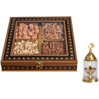 Food Library The Magic of Nature Luxury Diwali Dry Fruits Gift Hamper (Dry Fruits Gift Box) With Free Brass Akhand Diya
