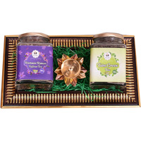 Food Library The Magic of Nature Diwali Gift Hamper Basket for Family/Friend/Corporate/Wedding (All Occasions) (Green Tea Gift Set)