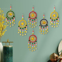 JH Gallery Wool Handmade Colorful Wall And Door Hangings For Home|Diwali Festive Decoration|Bedroom,Balcony,Living Room,Temple,Pooja Room Decoration|Festival Decoration Items For Home|Pack Of 6,Multi