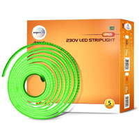 wipro Garnet 5 Meter Led Strip Light| 120 LEDs/Mtr | Green | Ip65-Waterproof | Flexible Rope Light for Outdoor & Indoor Decoration for Diwali, Christmas|Strip for Balcony, False Ceiling|Pack of 1