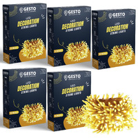 Gesto Warm White Led Serial lights for decoration - String lights for home decoration,Fairy Lights | Christmas, Diwali Decoration Lights for balcony | Copper Wire Pixel Light (12 meter | Pack of 5)