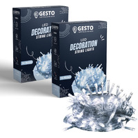 Gesto White Led Serial lights for decoration - String lights for home decoration,Fairy Lights | Christmas, Diwali Decoration Lights for balcony | Copper Wire Pixel Light (20 meter | Pack of 2)
