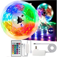 Gesto Rgb Strip Light with 12V Adaptor  300 Led Waterproof Rgb Led Strip Light 5m | Multicolor RGB Lights for room,Home,Diwali Decoration & False Ceiling(with 16 Color Changing Remote)-5 Meters