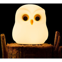 NIRVITTHAL Night Lamp for Bedroom, Touch Silicone Lamp, 7 Colour Changing Light for Kid Bedroom, USB Rechargeable, Diwali Lights for Decoration (Owl)