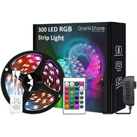 One94Store 5 Meter LED Strip Lights 300 Led RGB Strip Light with Adaptor with 16 Modes Remote Operated Smart LED Light for Home Decoration, Bedroom,Diwali Decoration & False Ceiling (Multicolor)