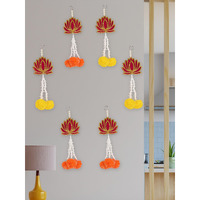 JH Gallery Plastic Handmade Lotus Artificial Flower Wall And Door Hanging - Home Decor|Pooja Room Decoration Items|Diwali Decor|Diwali Decoration Items For Home Decor (Pack Of 6), Brown