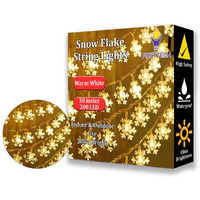 fizzytech Plastic Snow Flake String Lights Of Home Decoration Diwali Light For Party Birthday Diwali Christmas Navratri Valentine Gift And Lights Of Home Decoration (30 Meter 200 Led, Warm White)
