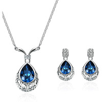 Young & Forever Diwali Gifts Blue Crystal Necklace Jewellery for Women