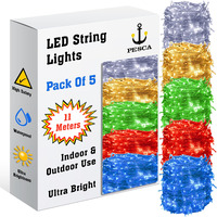 PESCA LED String Lights Serial Bulbs Ladi Decoration Lighting for Diwali Christmas (11 Meters) - Set of 5, Multicolour