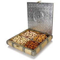 Fruitri Handmade Dry Fruit Gift Boxes with Dry Fruits, Almond, Cashew, Pistachios, Walnut - 4 Part, Mix Dry Fruits Pack, Diwali dryfruit Gift Box, Combo Dry Fruits, 150g X 4)