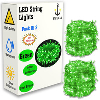 PESCA LED String Lights Serial Bulbs Ladi Decoration Lighting for Diwali Christmas (20 Meters) - Set of 2, Green