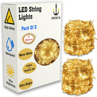 PESCA LED String Lights Serial Bulbs Ladi Decoration Lighting for Diwali Christmas (11 Meters) - Set of 2, Warm White