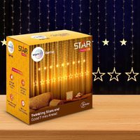 wipro Garnet Polycarbonate 12 Stars 3 Meter Curtain Led Festive Lights|Indoor String Lights|Decoration for Diwali, Wedding, New Year and Home|6 Large and 6 Small Stars|Warm White, 108 LEDs, Pack of 1