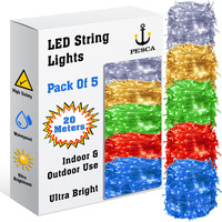 PESCA LED String Lights Serial Bulbs Ladi Decoration Lighting for Diwali Christmas (20 Meters) - Set of 5, Multicolour