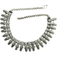 athizay Necklace oxidized Silver metal choker Silver Antique texture Designer Bead Necklace or Women tribal || pujo, garba, Diwali, festive ethnic necklace