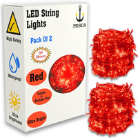 PESCA LED String Lights Serial Bulbs Ladi Decoration Lighting for Diwali Christmas (20 Meters) - Set of 2, Red