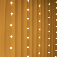 PESCA Crystal Ball Curtain Lights with Ball Pendants 100 LED 3x2 Meter String Light with 8 Mode for Diwali,Xmas Party,Wedding - Warm White