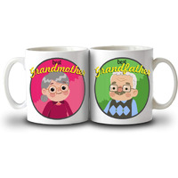 exciting Lives - Best Grandparents Coffee Ceramic Mugs -Gift for Fathers Day, Birthday, Anniversary Gift for Grandparents, Father, Dada, Dadi, Nana, Nani Gift for Diwali, Festival - Set of 2-330 ml
