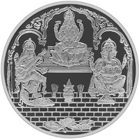 MAA SILVER 999 Purity Silver Trimurti | Laxmi/Lakshmi Ganpati/Ganesh & Saraswati Ji Coin/Sikka for Diwali|Dhanteras with Box for Gifting & Religious Use (5 Grams)