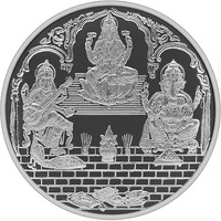 MAA SILVER 999 Purity Silver Trimurti | Laxmi/Lakshmi Ganpati/Ganesh & Saraswati Ji Coin/Sikka for Diwali|Dhanteras with Box for Gifting & Religious Use (20 Grams)
