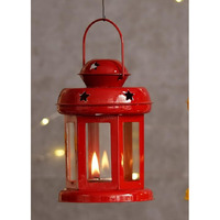 AuraDecor Hanging Tealight Lantern Candle Holder for Home Decor Gift, Diwali, Festival, Indoor & Outdoor Use (Red, Pack of 1)